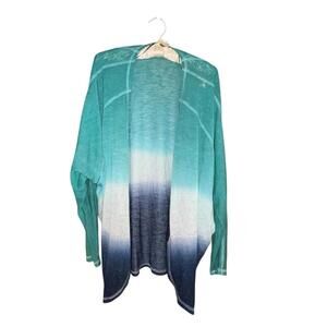 Wallpapher Teal Blue Ombre Open Front‎ Lightweight Cardigan Women’s M USA